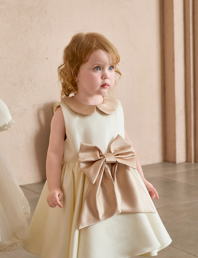 kids atelier tulleen Cream Elaria Petal Bow Gown