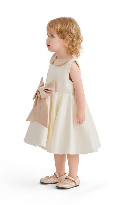 kids atelier tulleen Cream Elaria Petal Bow Gown