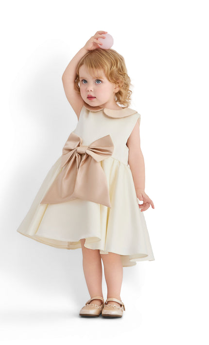 kids atelier tulleen Cream Elaria Petal Bow Gown