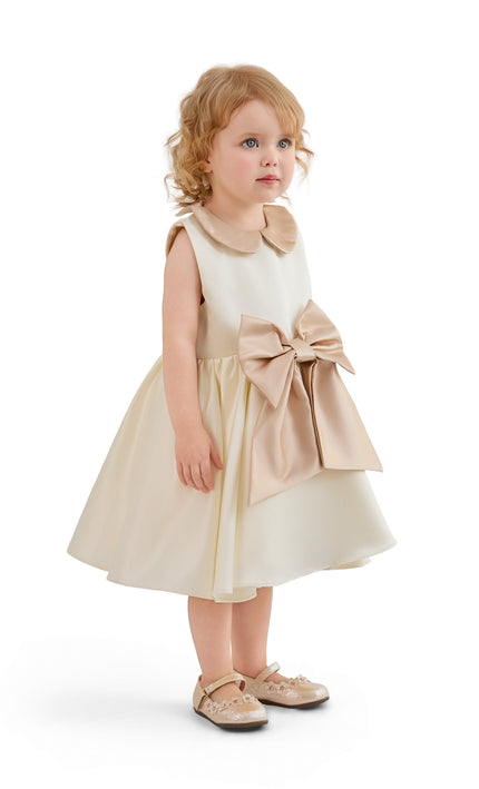 kids atelier tulleen Cream Elaria Petal Bow Gown