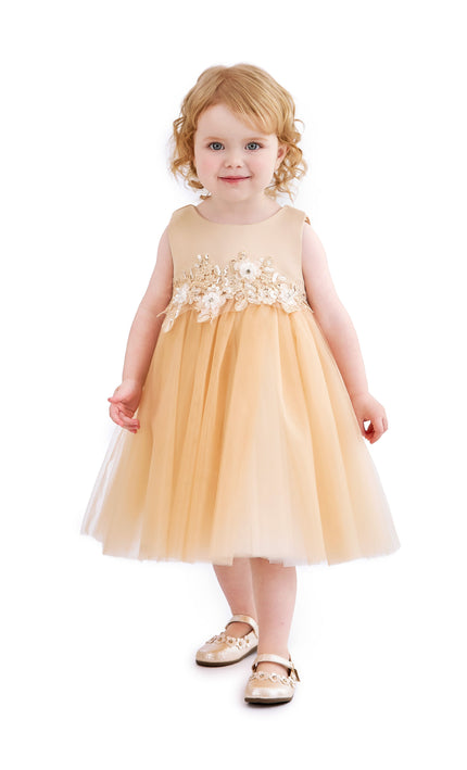 kids atelier tulleen Champagne Zinara Ribbon Bloom Gown