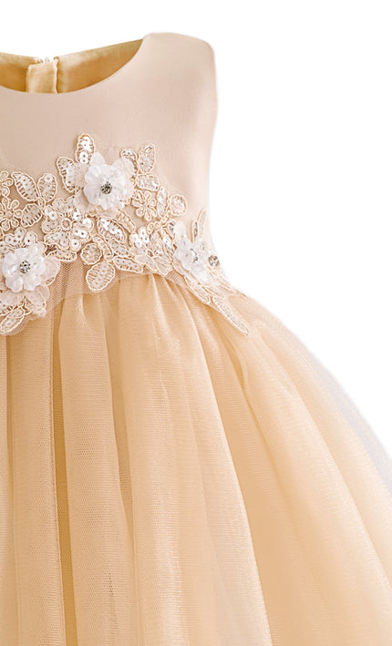 kids atelier tulleen Champagne Zinara Ribbon Bloom Gown