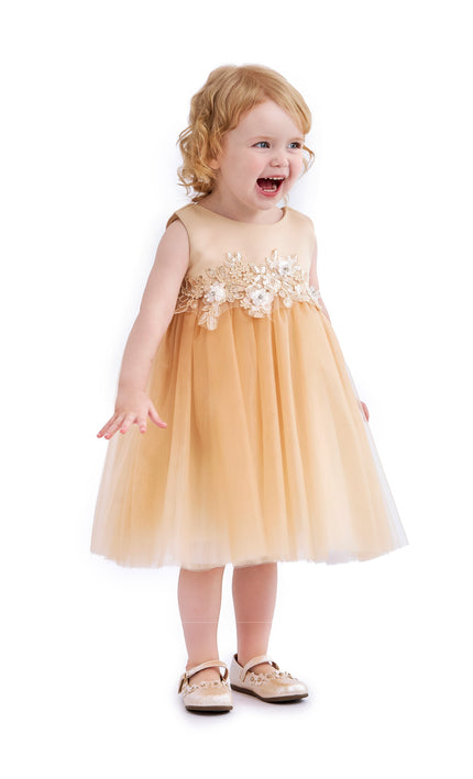 kids atelier tulleen Champagne Zinara Ribbon Bloom Gown