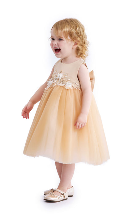 kids atelier tulleen Champagne Zinara Ribbon Bloom Gown