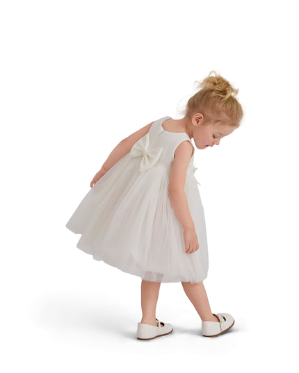 kids atelier tulleen White Zinara Ribbon Bloom Gown