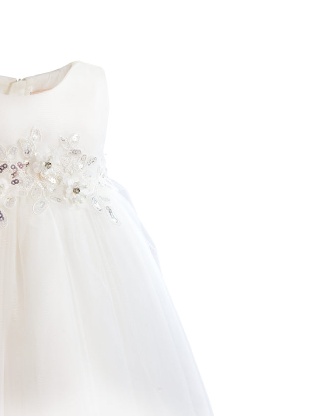 kids atelier tulleen White Zinara Ribbon Bloom Gown