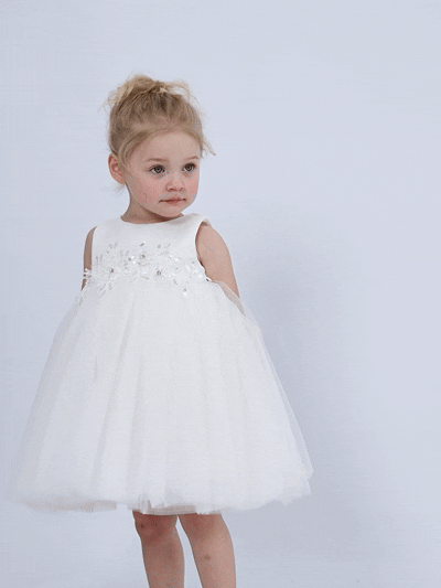 kids atelier tulleen White Zinara Ribbon Bloom Gown