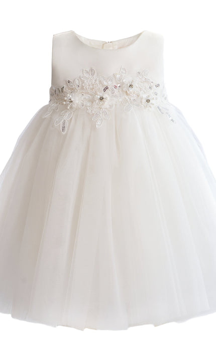 kids atelier tulleen White Zinara Ribbon Bloom Gown