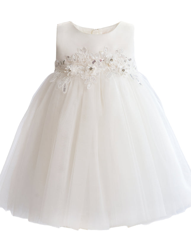 kids atelier tulleen White Zinara Ribbon Bloom Gown