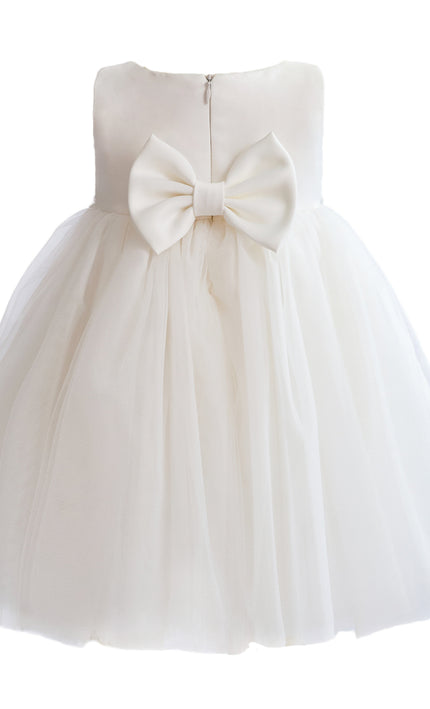 kids atelier tulleen White Zinara Ribbon Bloom Gown