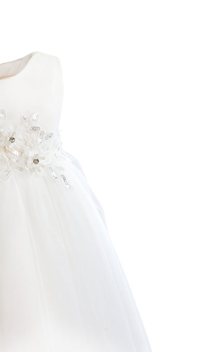 kids atelier tulleen White Zinara Ribbon Bloom Gown