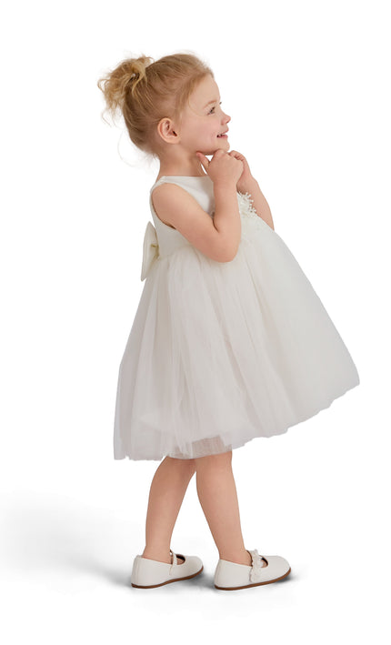 kids atelier tulleen White Zinara Ribbon Bloom Gown