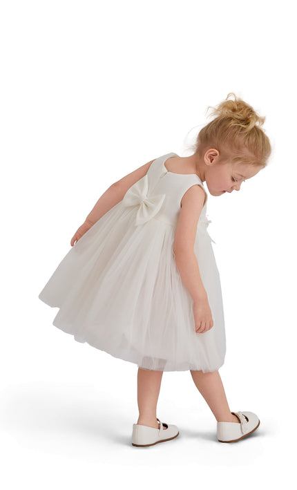 kids atelier tulleen White Zinara Ribbon Bloom Gown