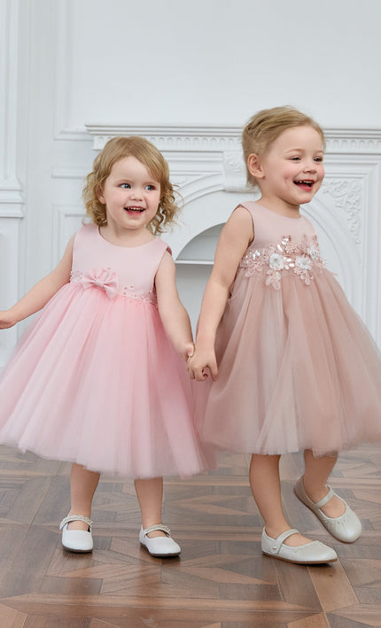kids atelier tulleen Pink Oravelle Lace Petal Gown