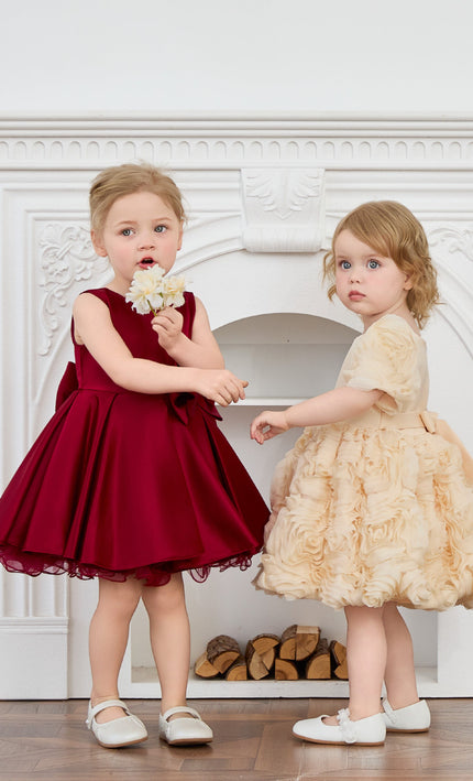 kids atelier tulleen Burgundy Canyonelle Bow Waist Dress