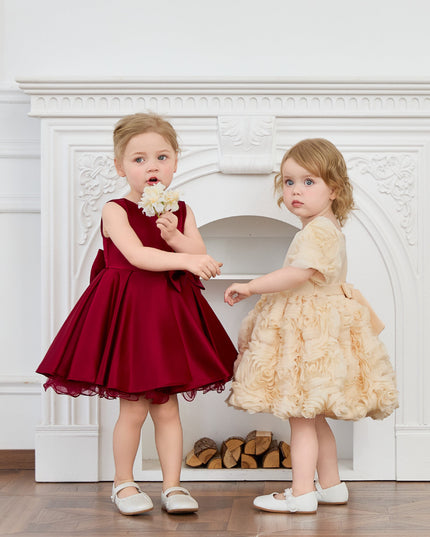 kids atelier tulleen Burgundy Canyonelle Bow Waist Dress