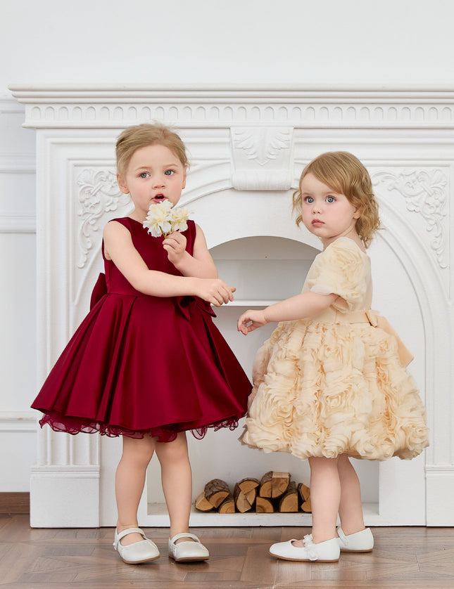 kids atelier tulleen Burgundy Canyonelle Bow Waist Dress