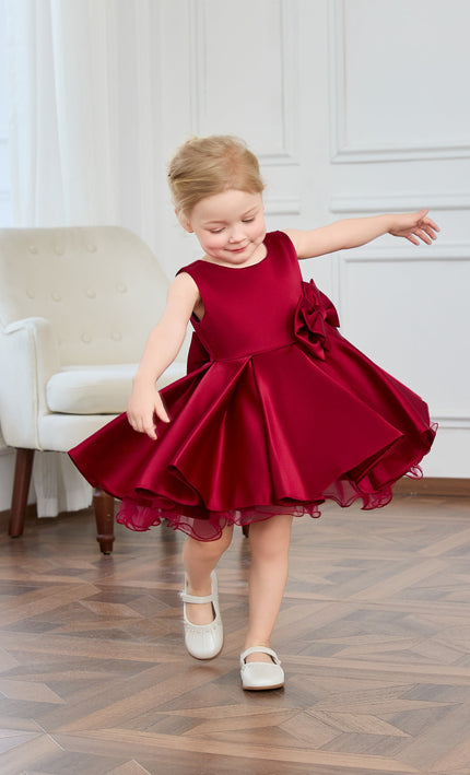 kids atelier tulleen Burgundy Canyonelle Bow Waist Dress