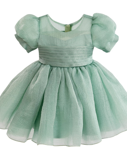 kids atelier tulleen Light Green Brixton Puff-Sleeve Party Dress