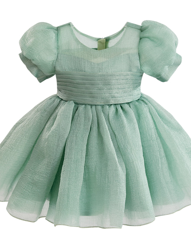 kids atelier tulleen Light Green Brixton Puff-Sleeve Party Dress
