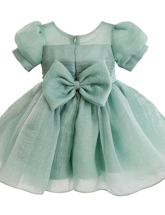 kids atelier tulleen Light Green Brixton Puff-Sleeve Party Dress
