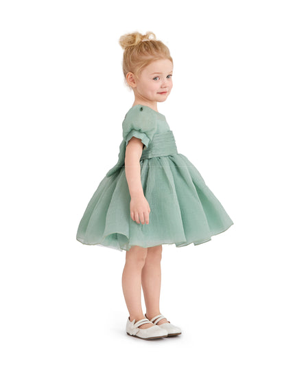 kids atelier tulleen Light Green Brixton Puff-Sleeve Party Dress