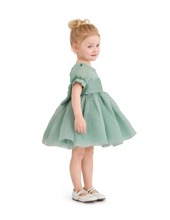 kids atelier tulleen Light Green Brixton Puff-Sleeve Party Dress