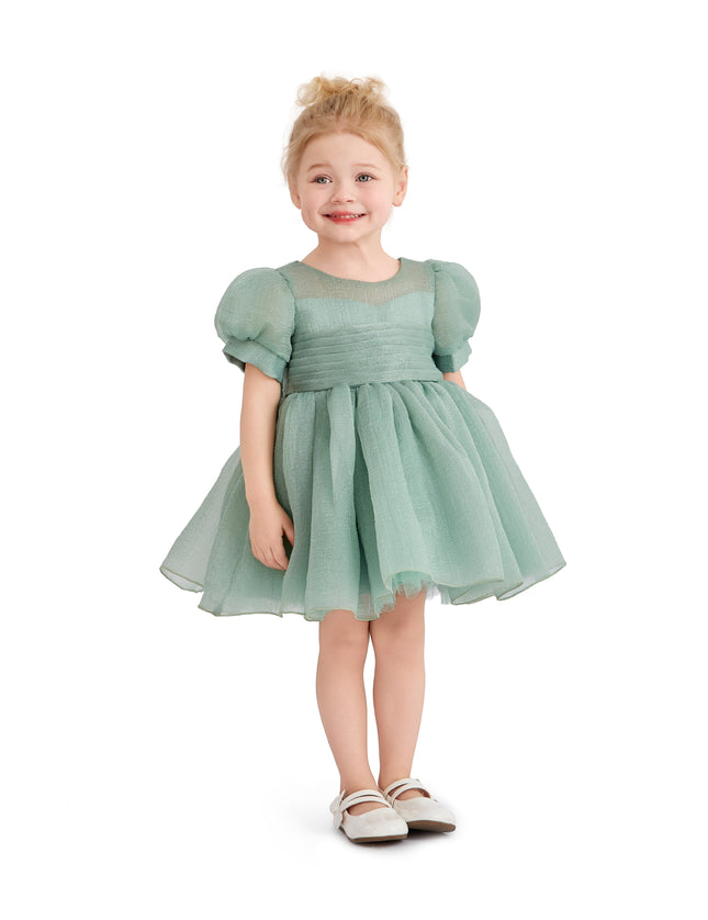 kids atelier tulleen Light Green Brixton Puff-Sleeve Party Dress