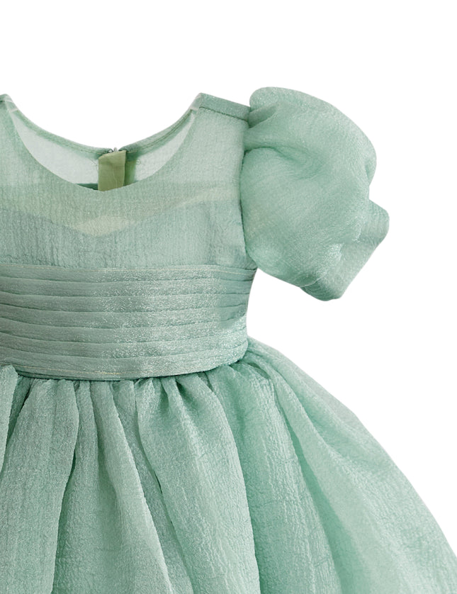 kids atelier tulleen Light Green Brixton Puff-Sleeve Party Dress