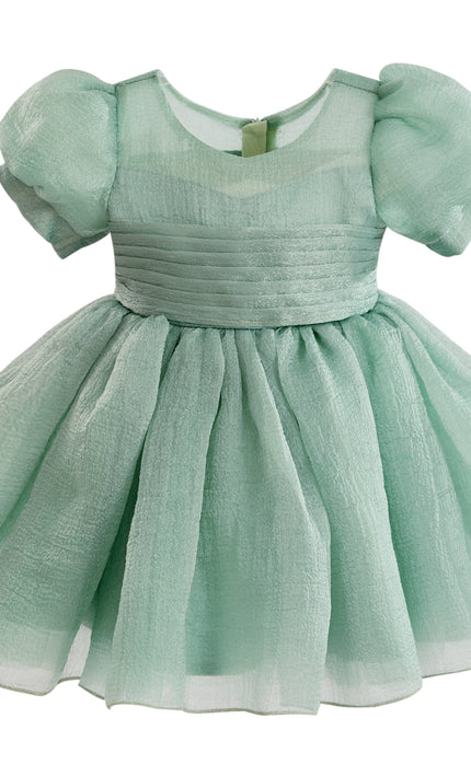 kids atelier tulleen Light Green Brixton Puff-Sleeve Party Dress