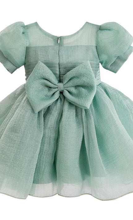 kids atelier tulleen Light Green Brixton Puff-Sleeve Party Dress