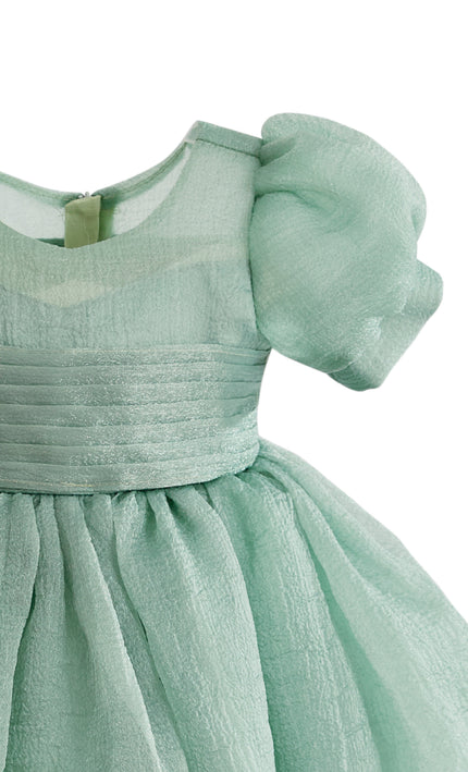 kids atelier tulleen Light Green Brixton Puff-Sleeve Party Dress