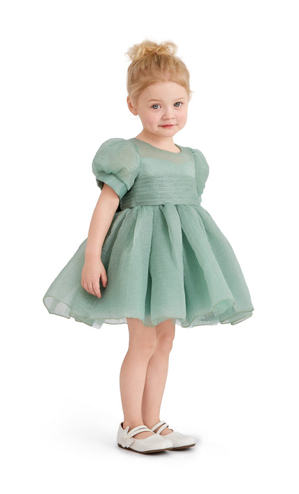 kids atelier tulleen Light Green Brixton Puff-Sleeve Party Dress