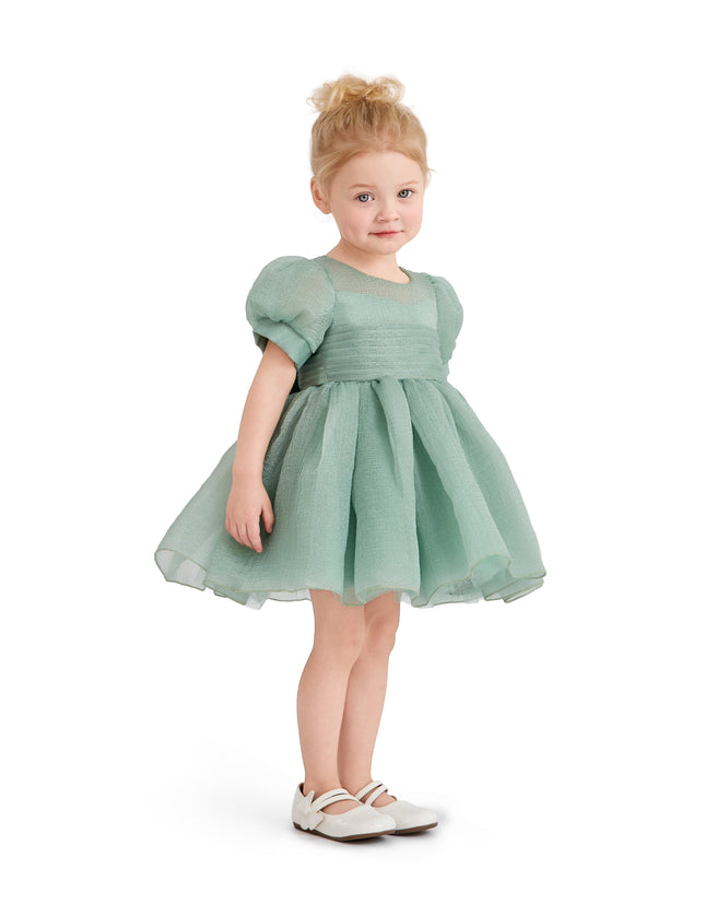 kids atelier tulleen Light Green Brixton Puff-Sleeve Party Dress