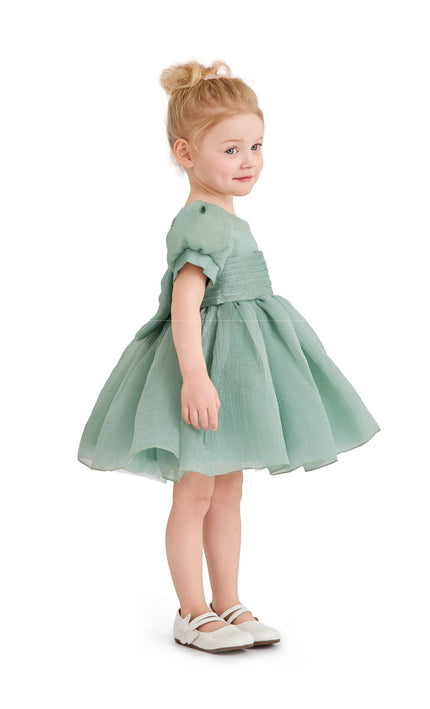 kids atelier tulleen Light Green Brixton Puff-Sleeve Party Dress
