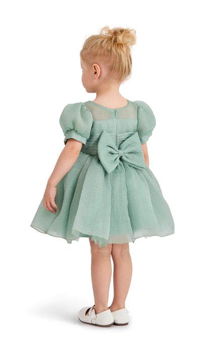kids atelier tulleen Light Green Brixton Puff-Sleeve Party Dress