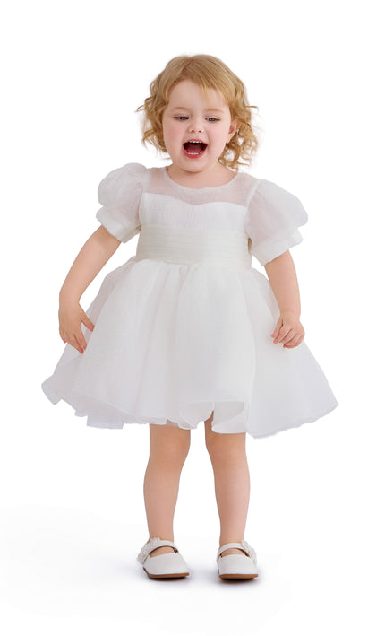 kids atelier tulleen Ivory Brixton Puff-Sleeve Party Dress
