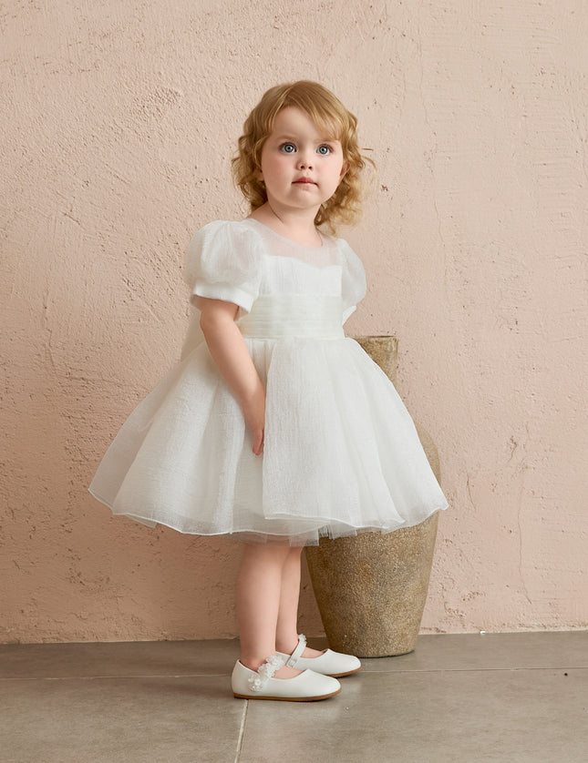 kids atelier tulleen Ivory Brixton Puff-Sleeve Party Dress