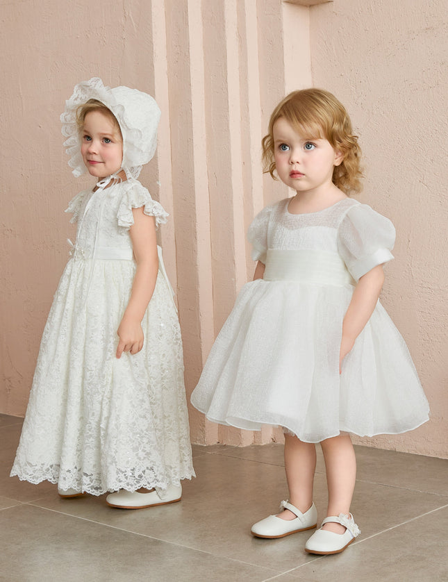 kids atelier tulleen Ivory Brixton Puff-Sleeve Party Dress