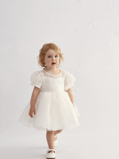 kids atelier tulleen Ivory Brixton Puff-Sleeve Party Dress