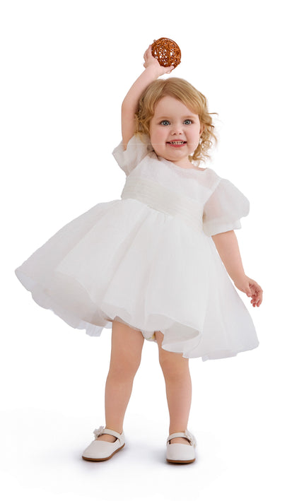 kids atelier tulleen Ivory Brixton Puff-Sleeve Party Dress