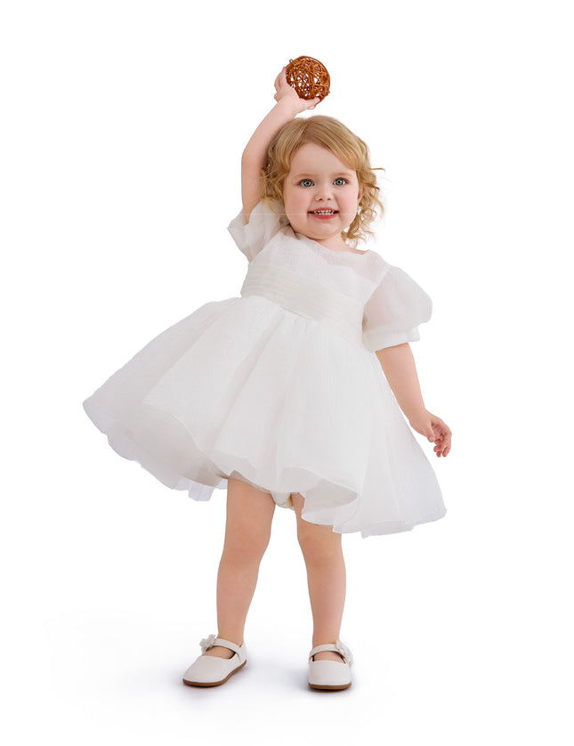 kids atelier tulleen Ivory Brixton Puff-Sleeve Party Dress