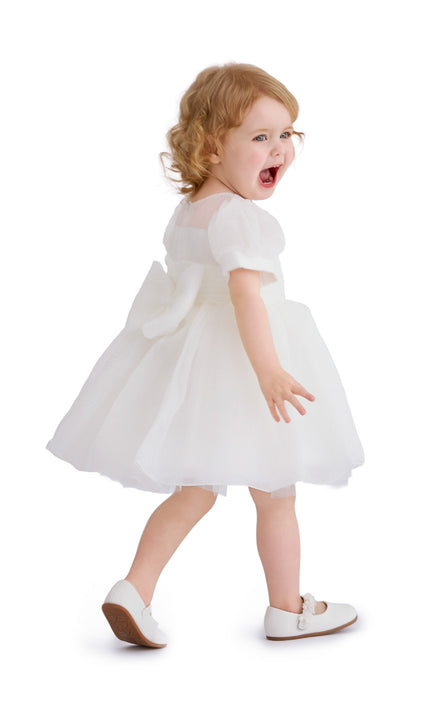 kids atelier tulleen Ivory Brixton Puff-Sleeve Party Dress