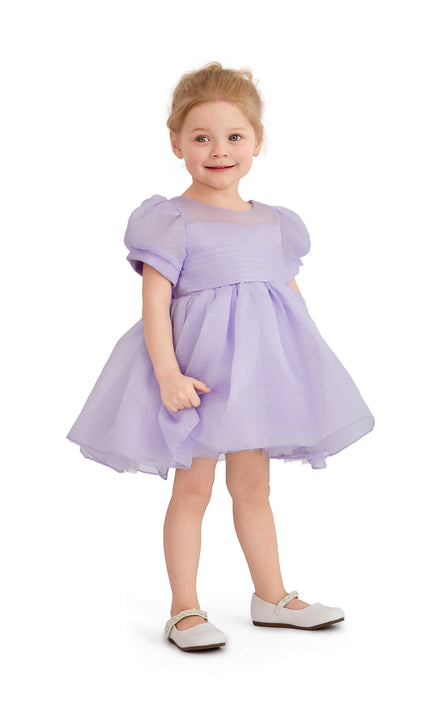 kids atelier tulleen Purple Brixton Puff-Sleeve Party Dress