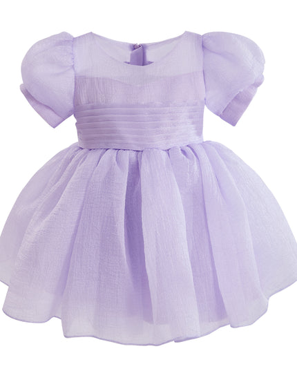 kids atelier tulleen Purple Brixton Puff-Sleeve Party Dress