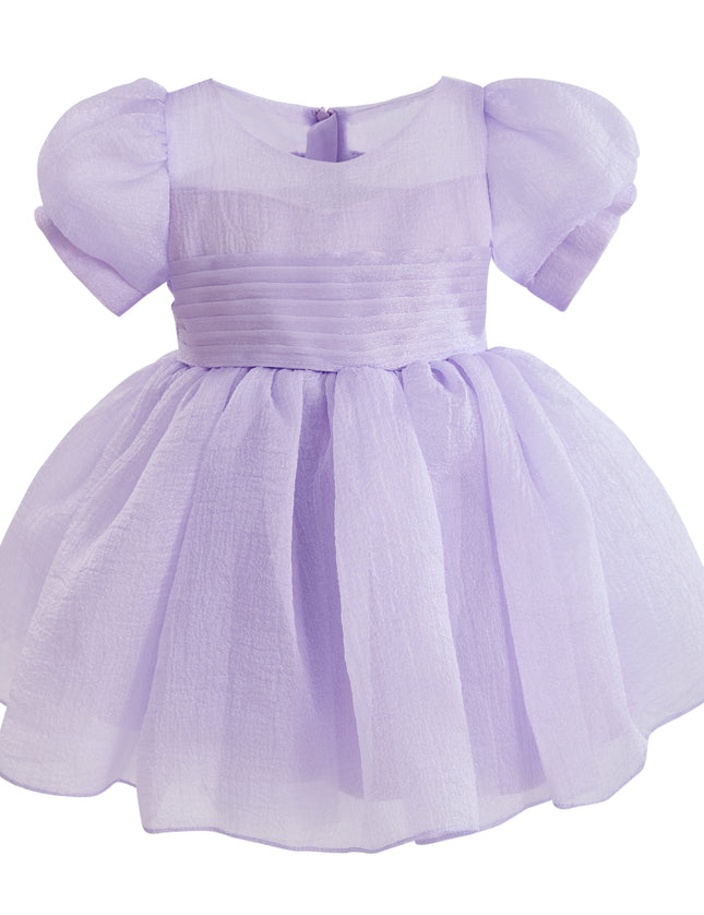 kids atelier tulleen Purple Brixton Puff-Sleeve Party Dress