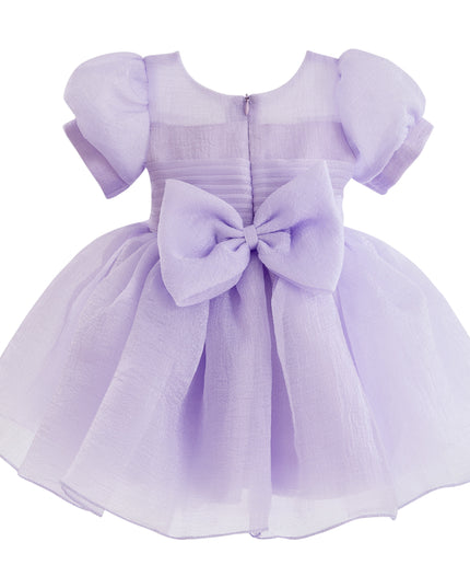 kids atelier tulleen Purple Brixton Puff-Sleeve Party Dress