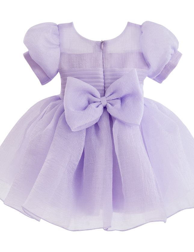 kids atelier tulleen Purple Brixton Puff-Sleeve Party Dress