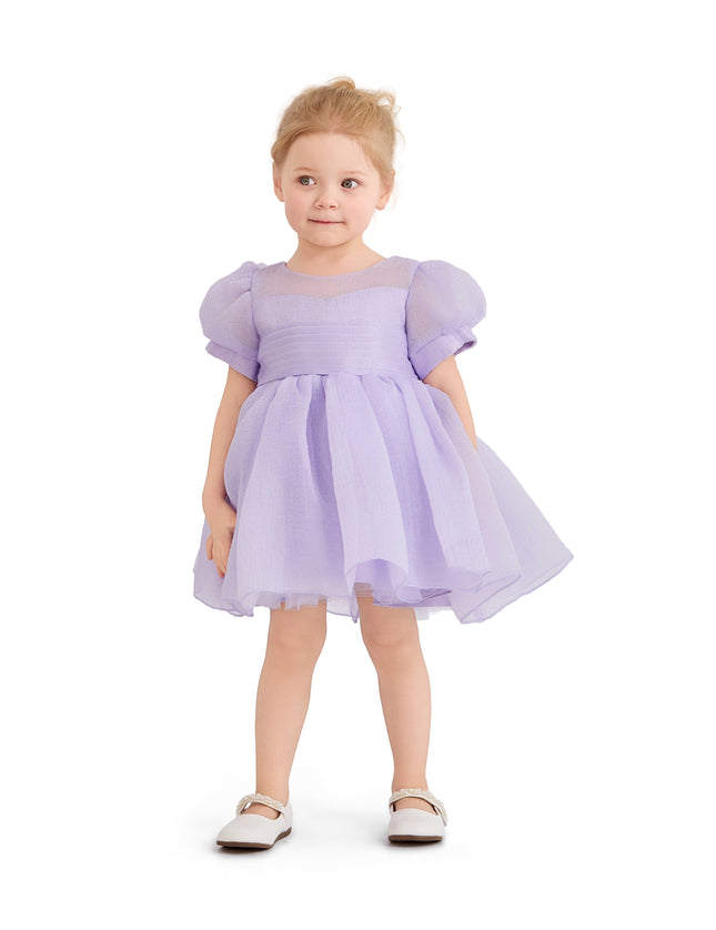 kids atelier tulleen Purple Brixton Puff-Sleeve Party Dress