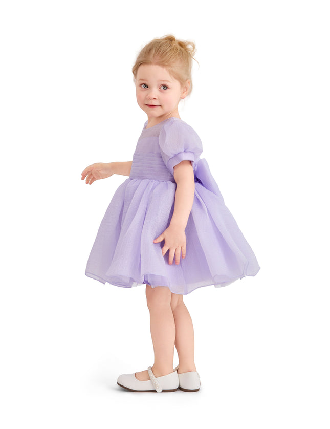 kids atelier tulleen Purple Brixton Puff-Sleeve Party Dress